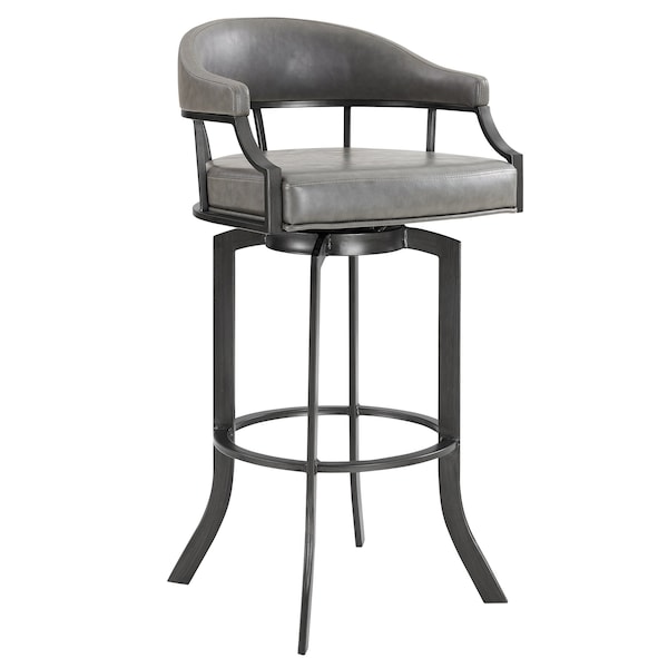 Armen Living Pharaoh Swivel 26" Mineral Finish and Gray Faux Leather Bar Stool 721535743353 - main